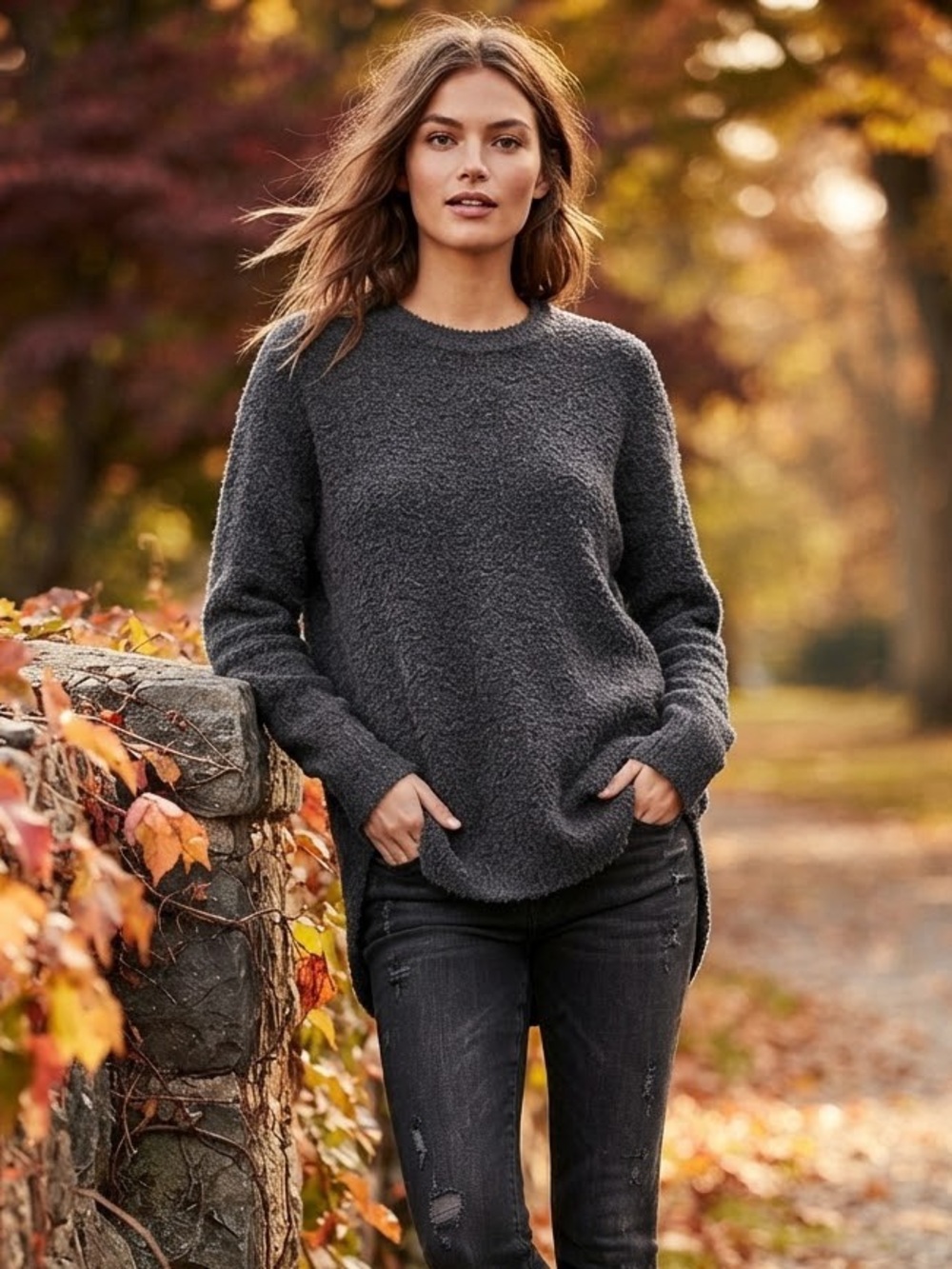 Old Navy Cozy Charcoal Crewneck Sweater